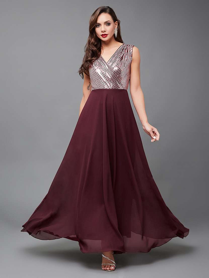 women sequined sleeveless fit & flare dress