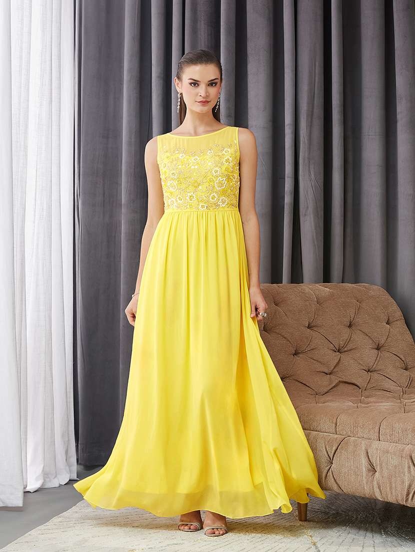 women embellished sleeveless fit & flared dress