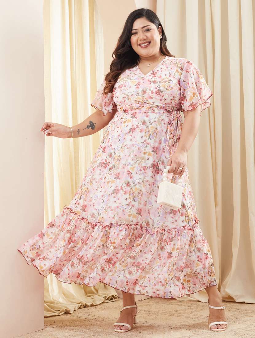 off white chiffon plus dress