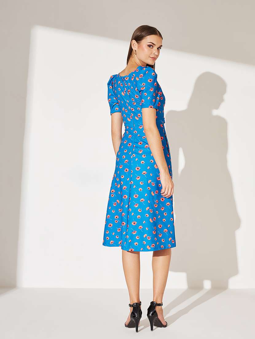 women foral print puff sleeve wrap dress - 22363690 -  Standard Image - 3