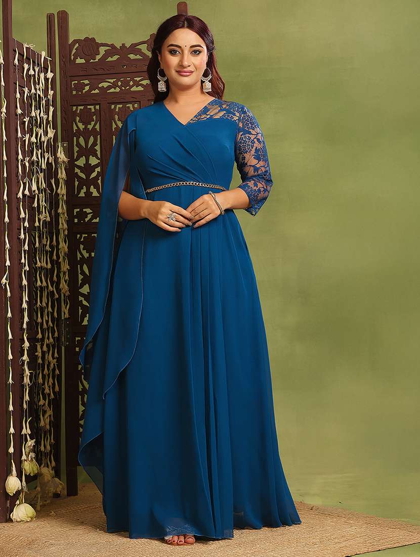 women plus size self designed lace dress