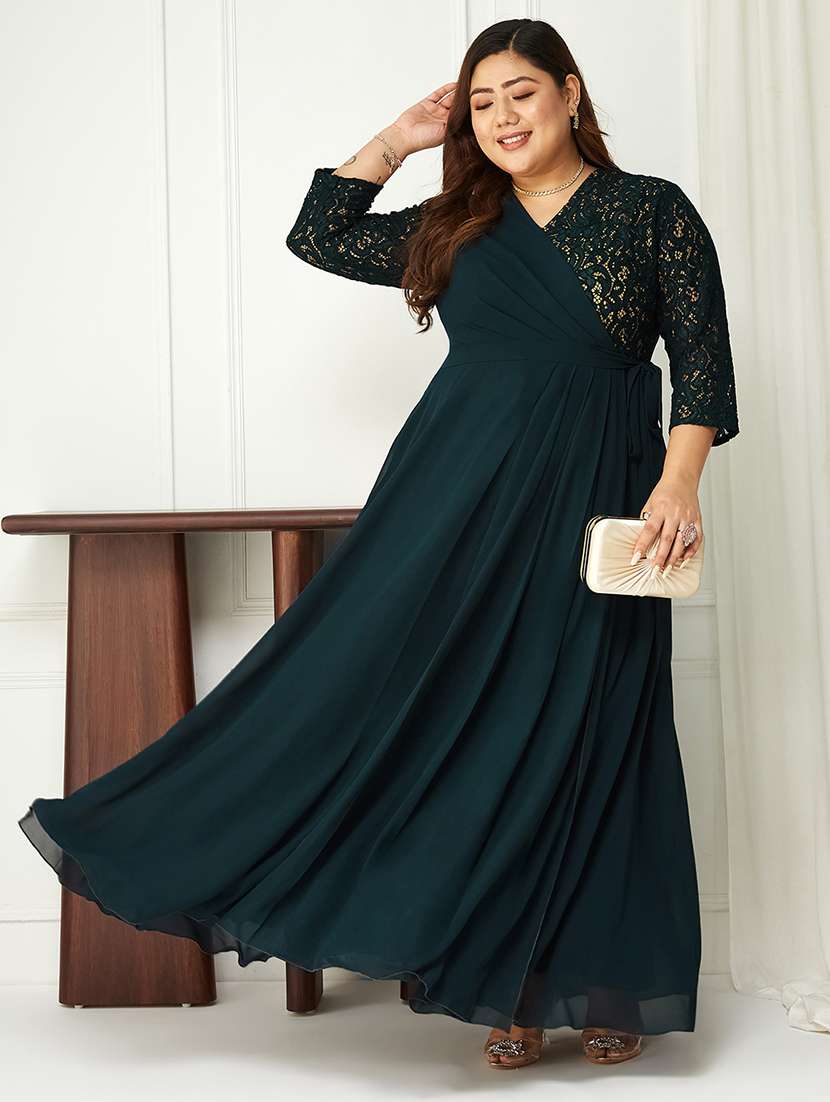 women plus size self designed lace dress