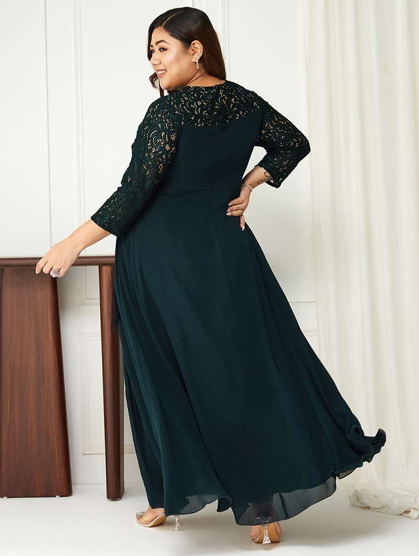 women plus size self designed lace dress - 22363698 -  Standard Image - 3