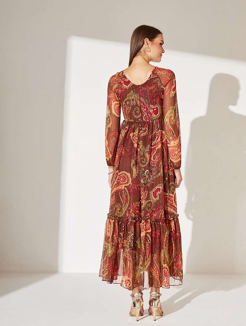 women printed puff sleeve tiered dress - 22363710 -  Standard Image - 3