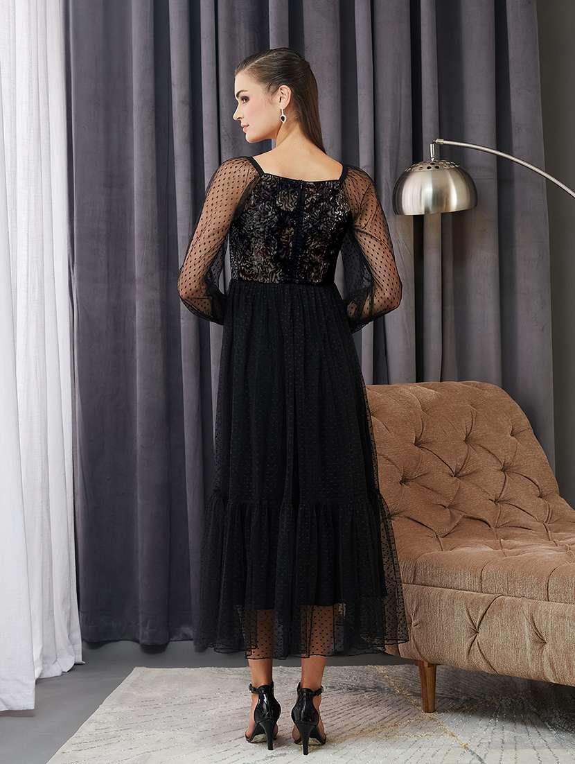 women self designed puff sleeve tiered dress - 22363719 -  Standard Image - 3