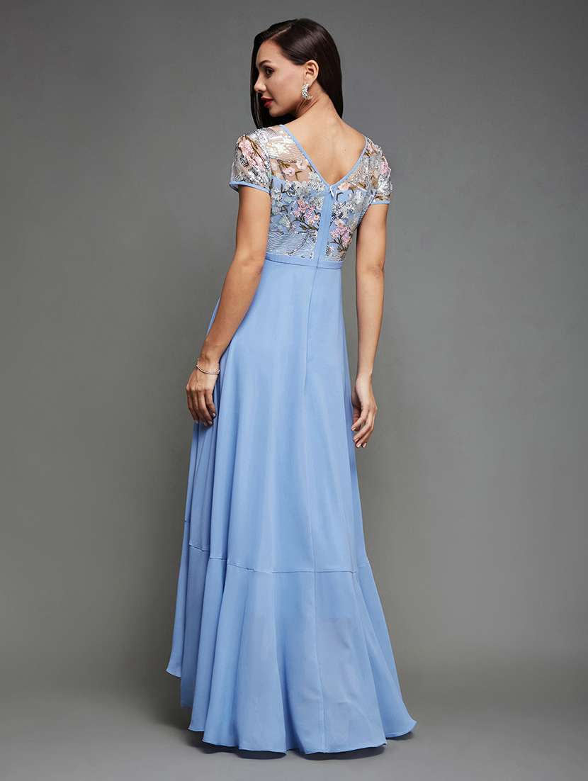 women embellished short sleeve asymmetric dress - 22363721 -  Standard Image - 3