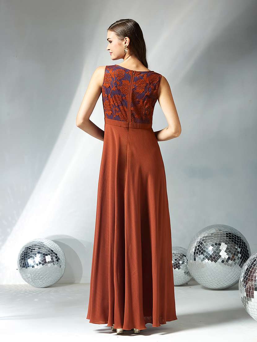 women self designed sleeveless fit & flare dress - 22363727 -  Standard Image - 3