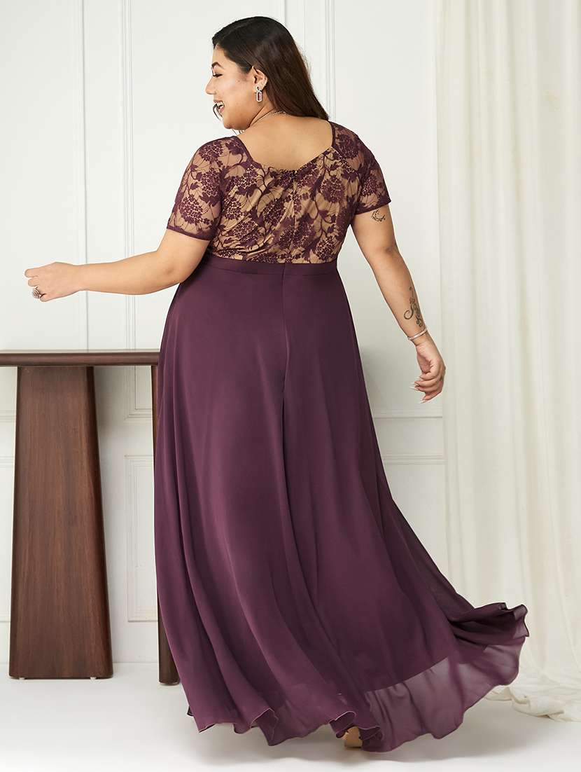 women plus size self designed lace dress - 22363733 -  Standard Image - 3