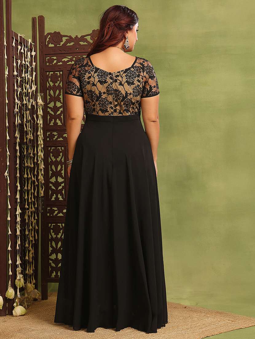 women plus size self designed lace dress - 22363734 -  Standard Image - 3