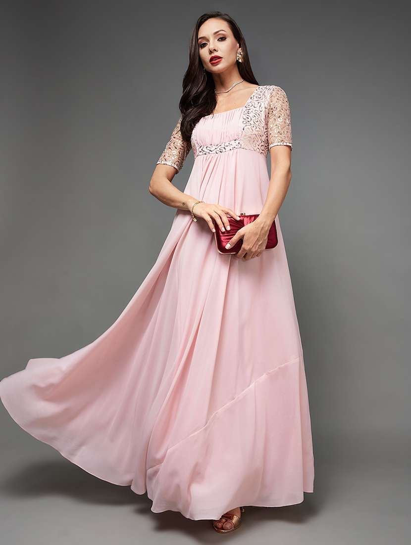 Women Sequined Short Sleeve Fit & Flare Dress - 22363736 -  Standard Image - 3