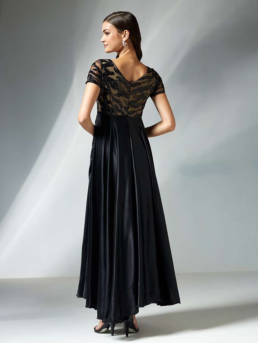 women sequined short sleeve fit & flare dress - 22363751 -  Standard Image - 3