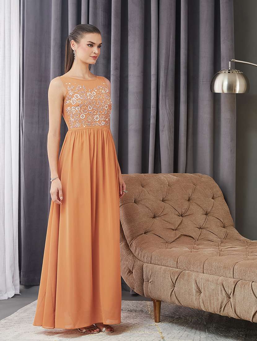 women embroidered sleeveless fit & flare dress - 22363754 -  Standard Image - 3