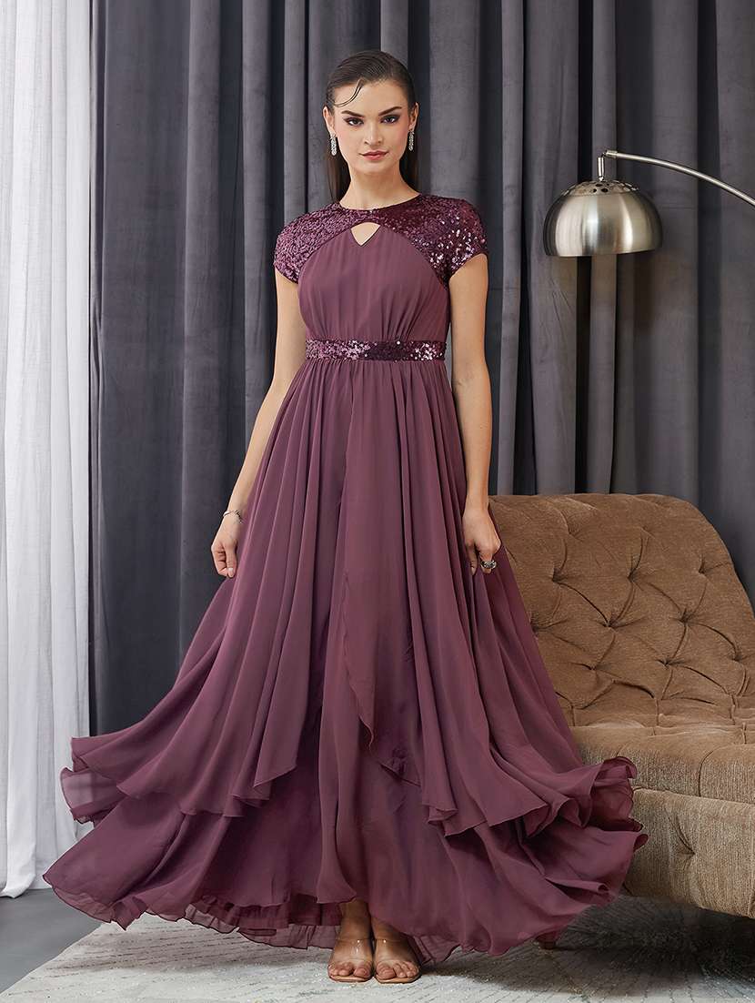 women embellished short sleeve asymmetric dress