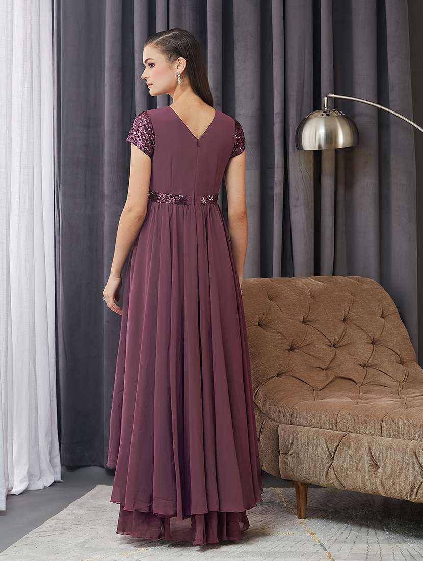 women embellished short sleeve asymmetric dress - 22363759 -  Standard Image - 3