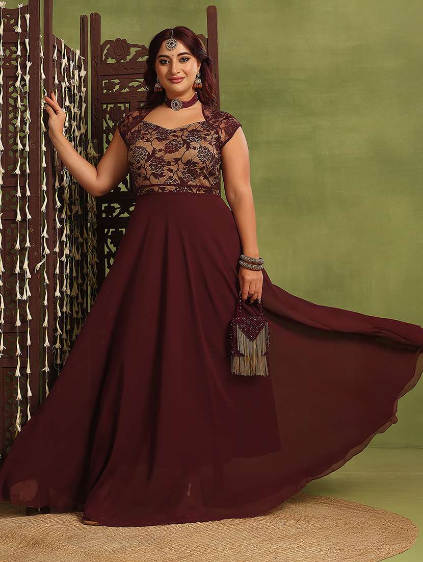 women plus size self designed lace dress