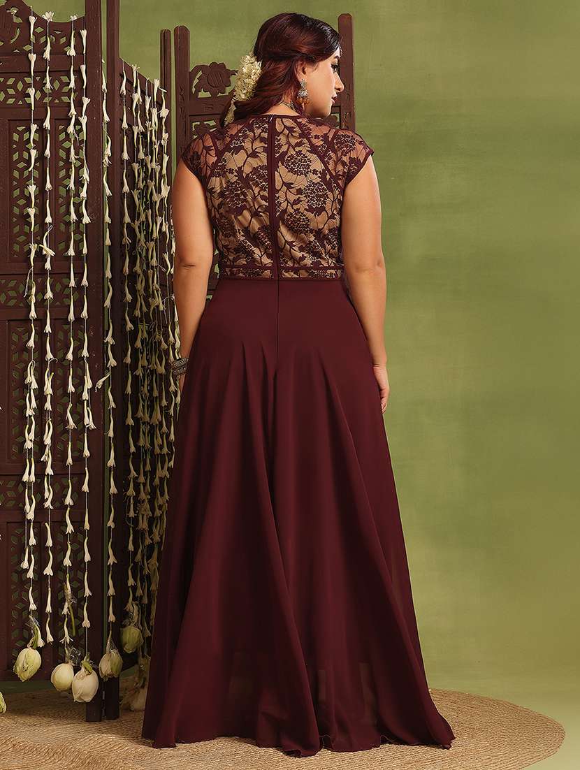 women plus size self designed lace dress - 22363761 -  Standard Image - 3