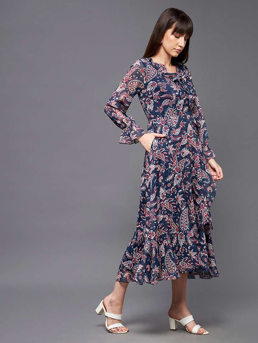 women paisley print long sleeve wrap dress - 22363771 -  Standard Image - 3