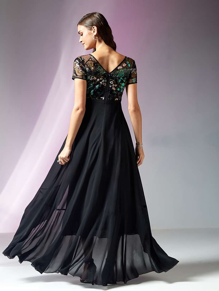 women embellished short sleeve fit & flare dress - 22363776 -  Standard Image - 3