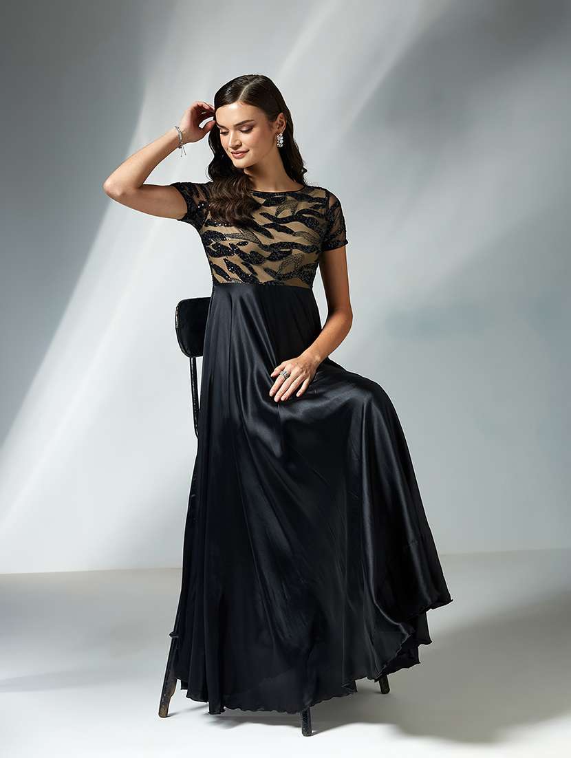 women embellished short sleeve fit & flare dress - 22363777 -  Standard Image - 3