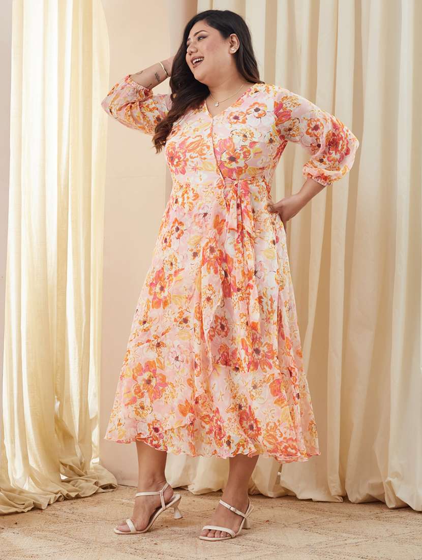 women plus size floral printed wrap dress - 22363781 -  Standard Image - 3