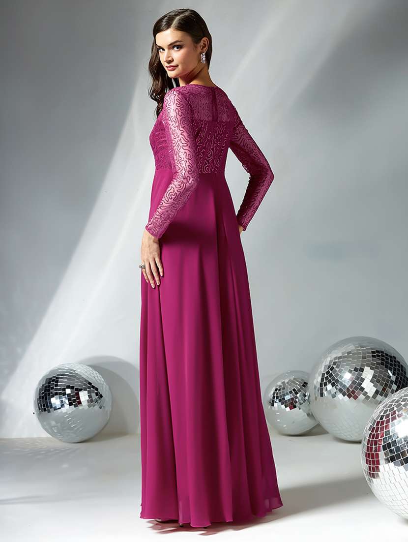 women embellsihed long sleeve fit & flare dress - 22363788 -  Standard Image - 3