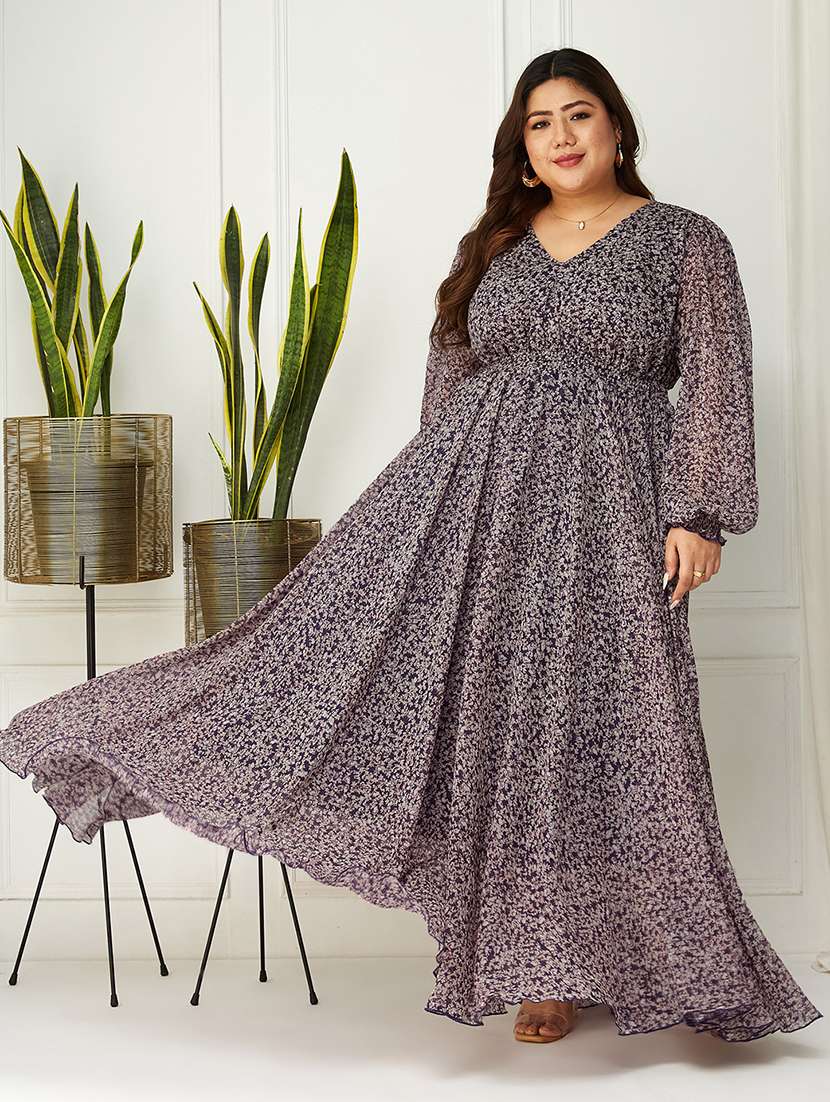 women plus size printed fit & flared dress