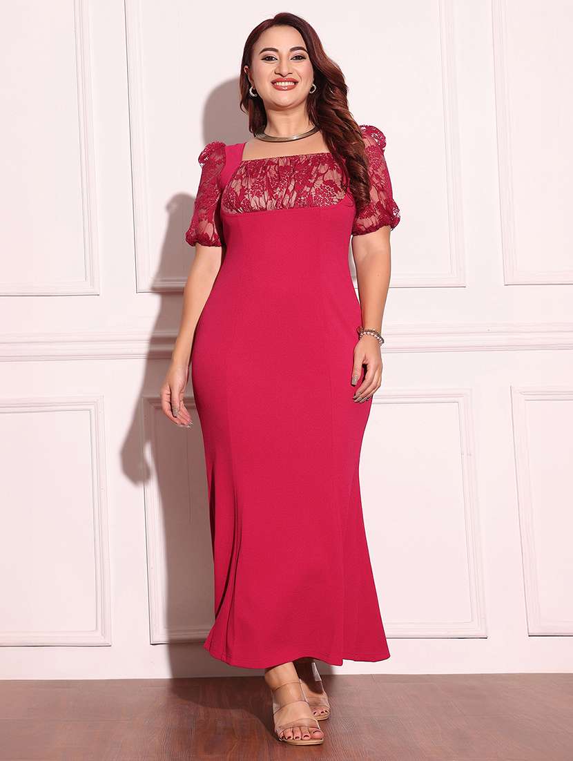 women plus size self designed lace dress