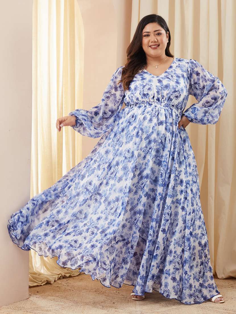 women plus size printed fit & flared dress