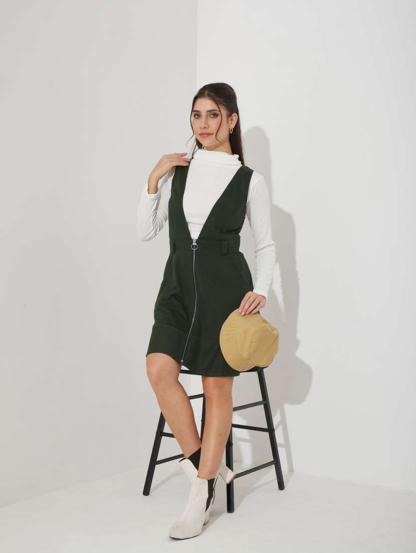women solid sleeveless dungaree dress - 22363832 -  Standard Image - 3