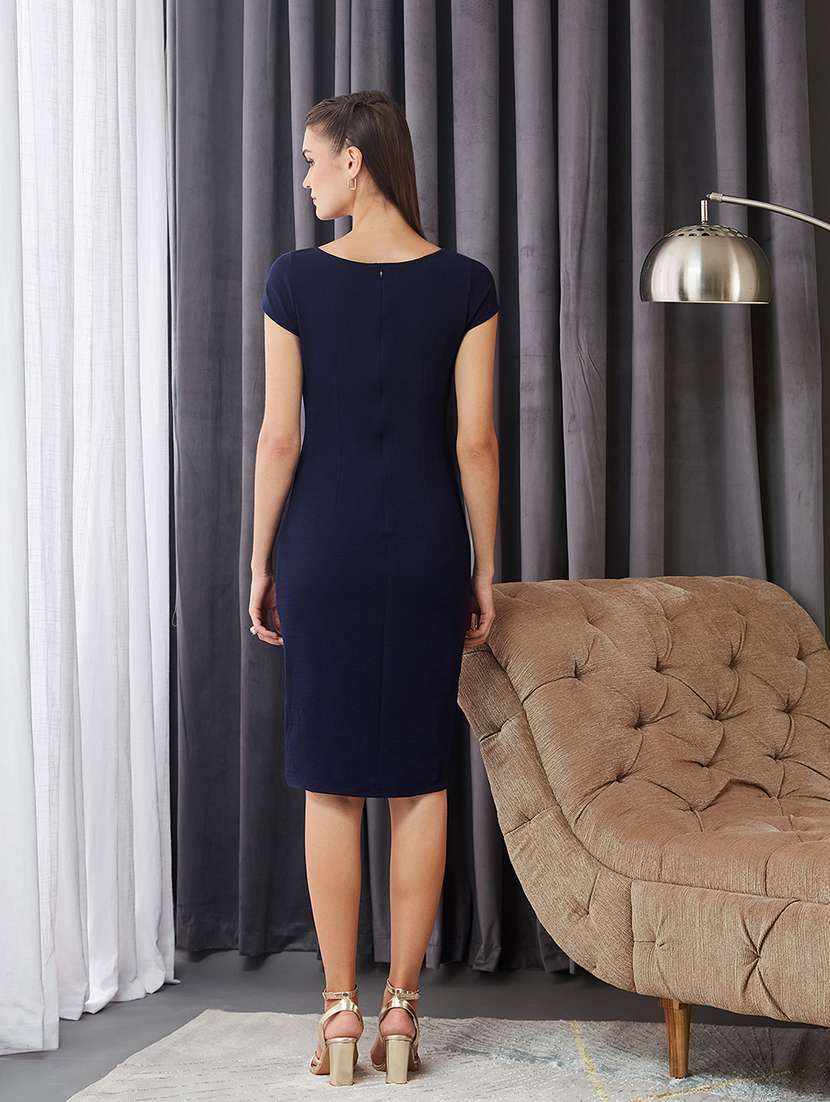 women solid short sleeve bodycon dress - 22363849 -  Standard Image - 3