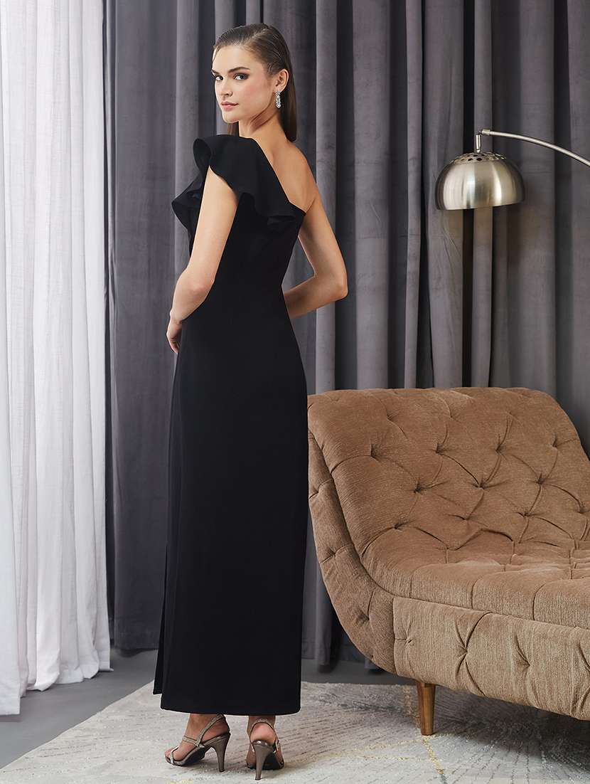 women solid single shoulder sheath dress - 22363850 -  Standard Image - 3