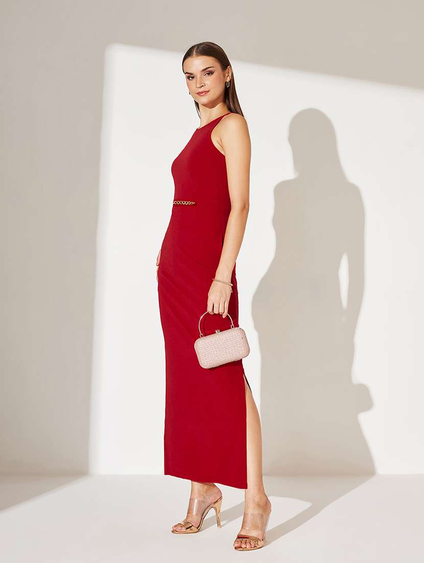 women solid sleeveless bodycon dress