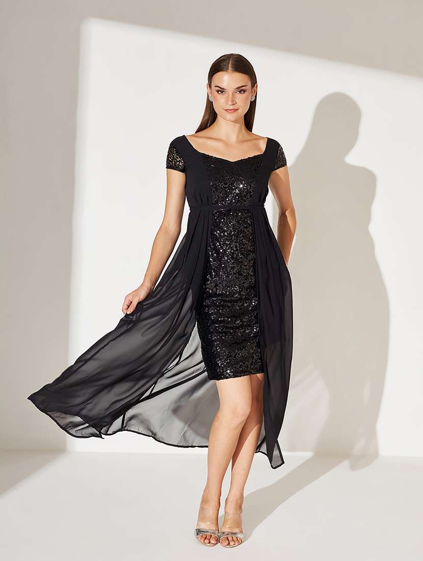 women sequined short sleeve bodycon dress