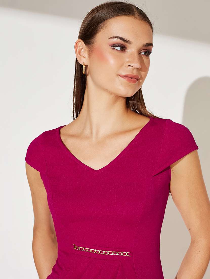 women solid short sleeve bodycon dress - 22363875 -  Standard Image - 3