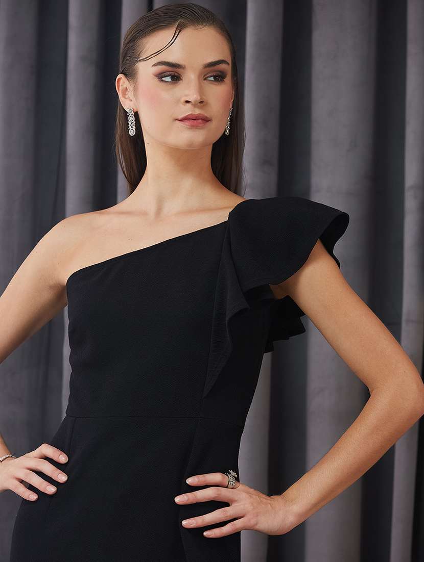 women solid single shoulder bodycon dress - 22363879 -  Standard Image - 3