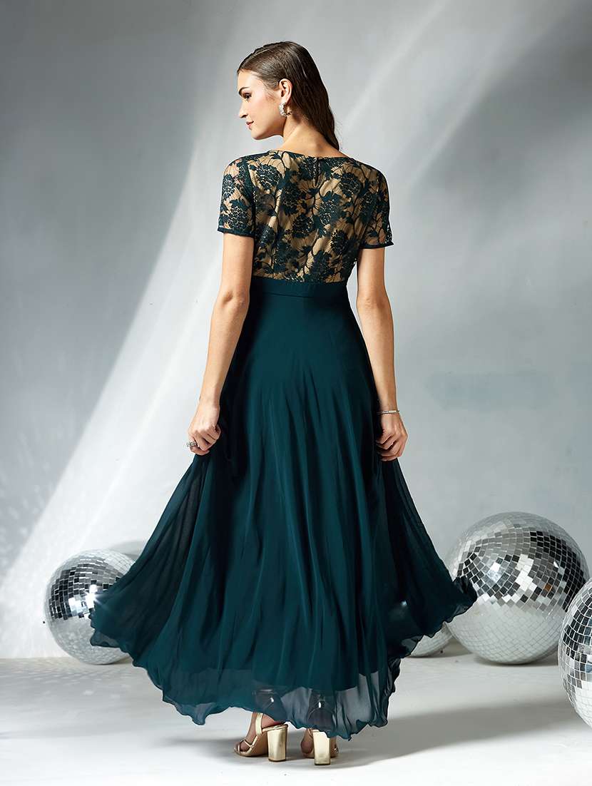 women floral short sleeve lace fit & flare dress - 22363888 -  Standard Image - 3