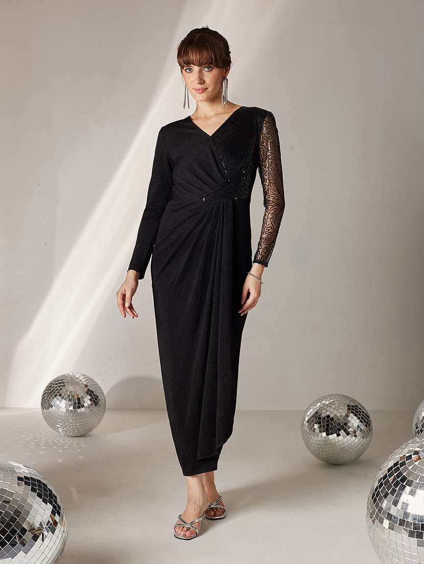 women sequined long sleeve sheath dress 