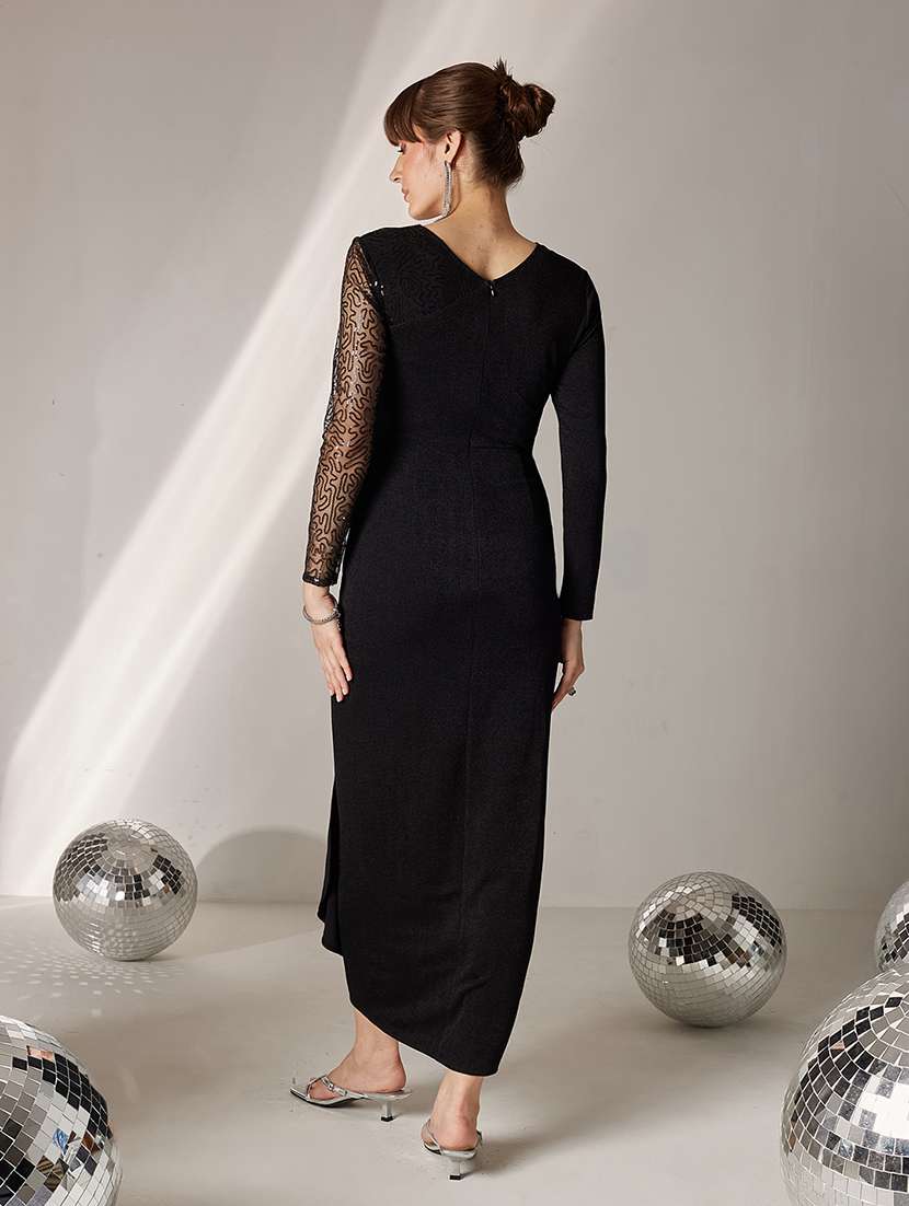 women sequined long sleeve wrap dress - 22363893 -  Standard Image - 3