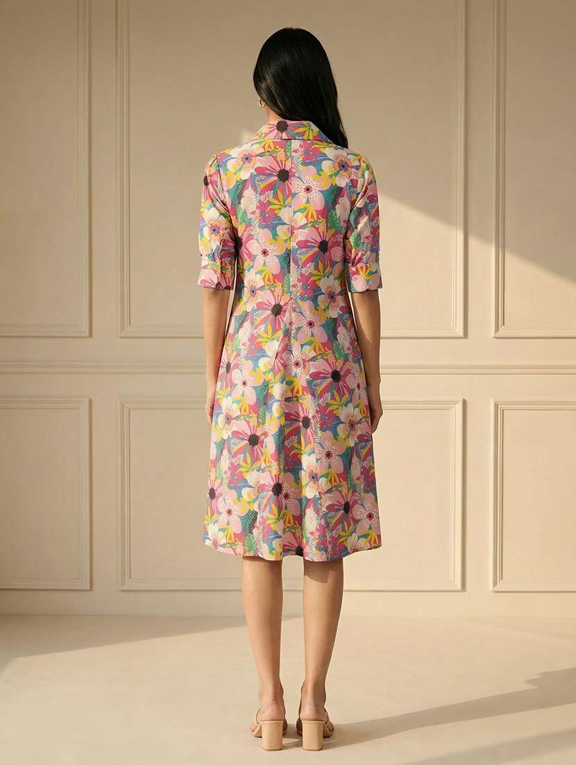 women floral print collared a-line dress - 22363899 -  Standard Image - 3