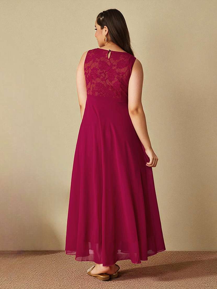 girls solid sleeveless lace fit & flare dress - 22363905 -  Standard Image - 3