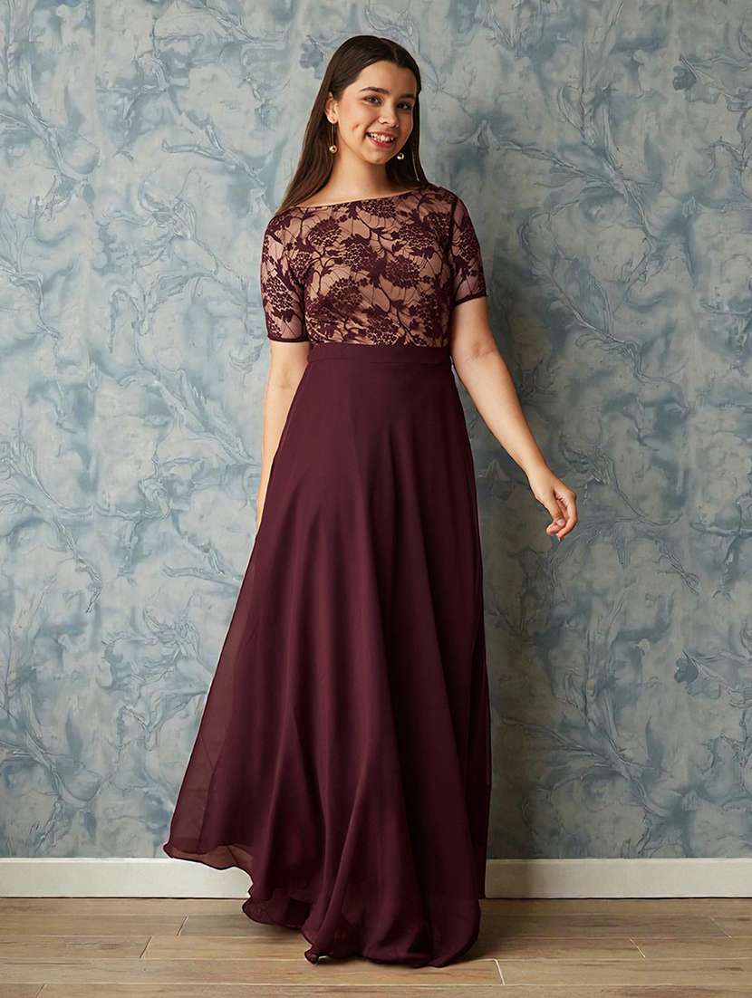 girls solid short sleeve lace fit & flare dress