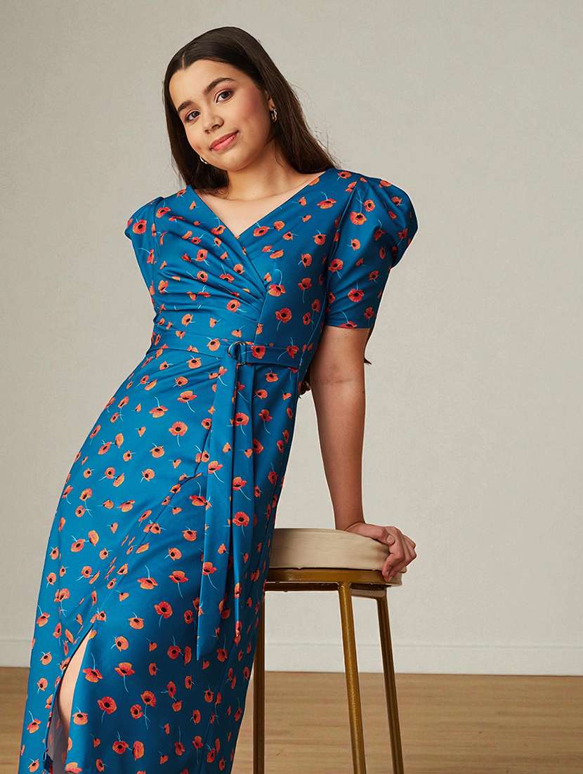 girls floral print puff sleeve a-line dress - 22363908 -  Standard Image - 3