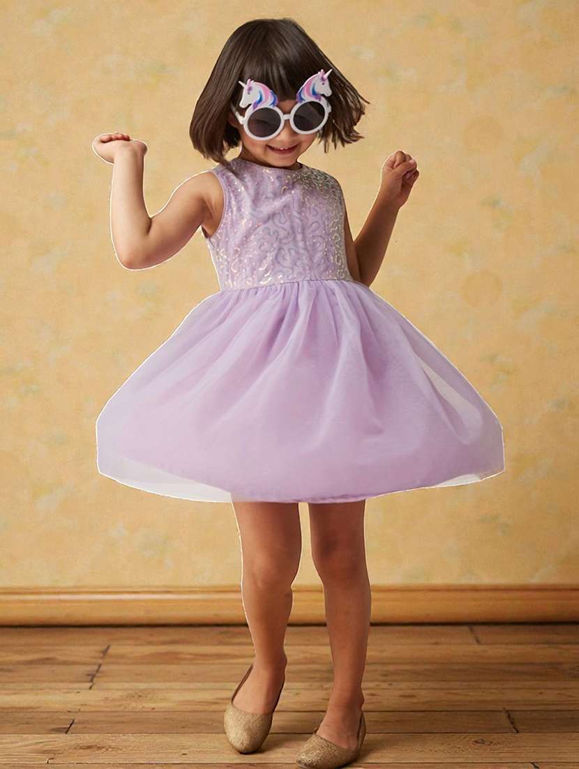 girls embellished sleeveless fit & flare dress