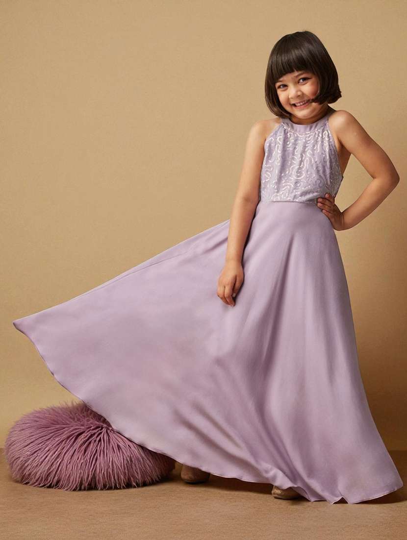 girls embellished sleeveless fit & flare dress