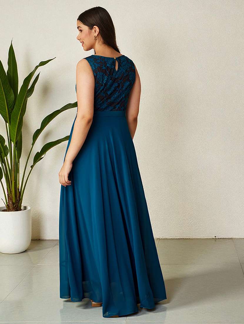 girls solid sleeveless lace fit & flare dress - 22363915 -  Standard Image - 3