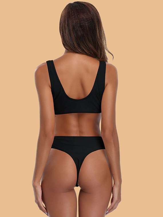 women solid swimwear bikini set - 22363965 -  Standard Image - 3
