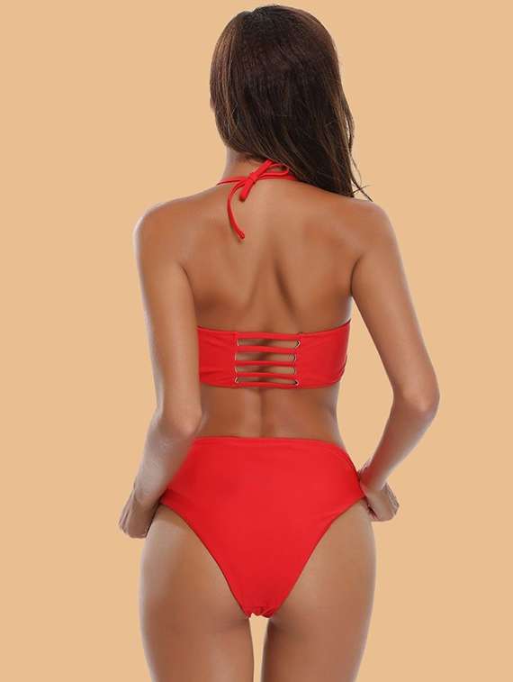 women solid swimwear bikini set - 22363971 -  Standard Image - 3