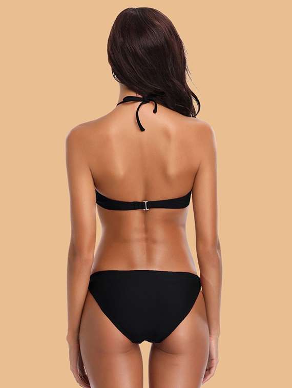 women solid swimwear bikini set - 22363972 -  Standard Image - 3