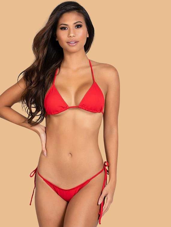 women solid swimwear bikini set