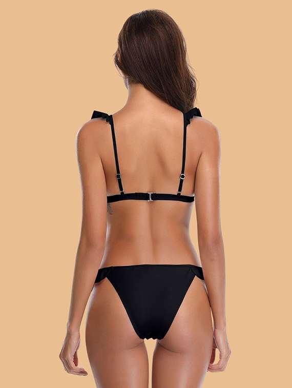 women solid swimwear bikini set - 22363978 -  Standard Image - 3